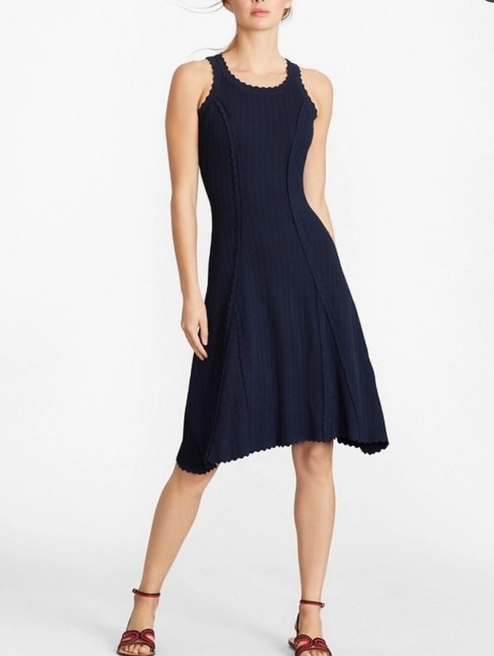 Brooks Brothers Rib-knit Sleeveless Dress Navy Blue Size XL